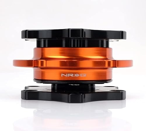 NRG Innovations NRG-SRK-R200BK-OR SFI 42.1 Spec Adaptador de buje corto de liberación rápida para volante con forma de D, patrón de pernos 6x70mm,