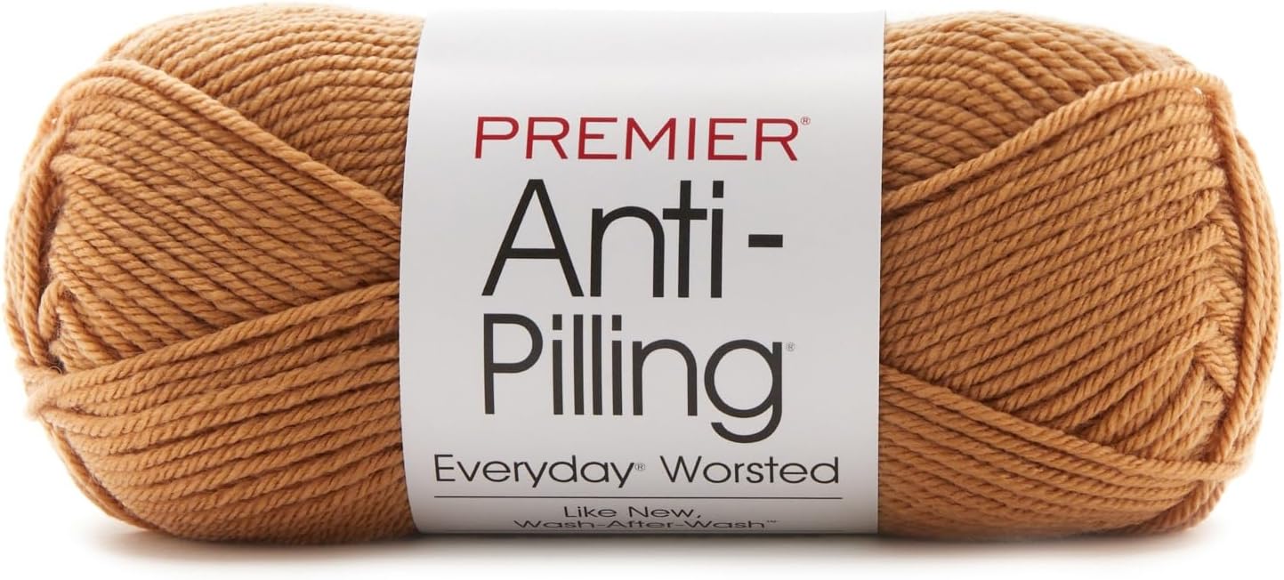 Anti-Pilling Everyday Worsted Solid Yarn-Caramel, 3 Pack