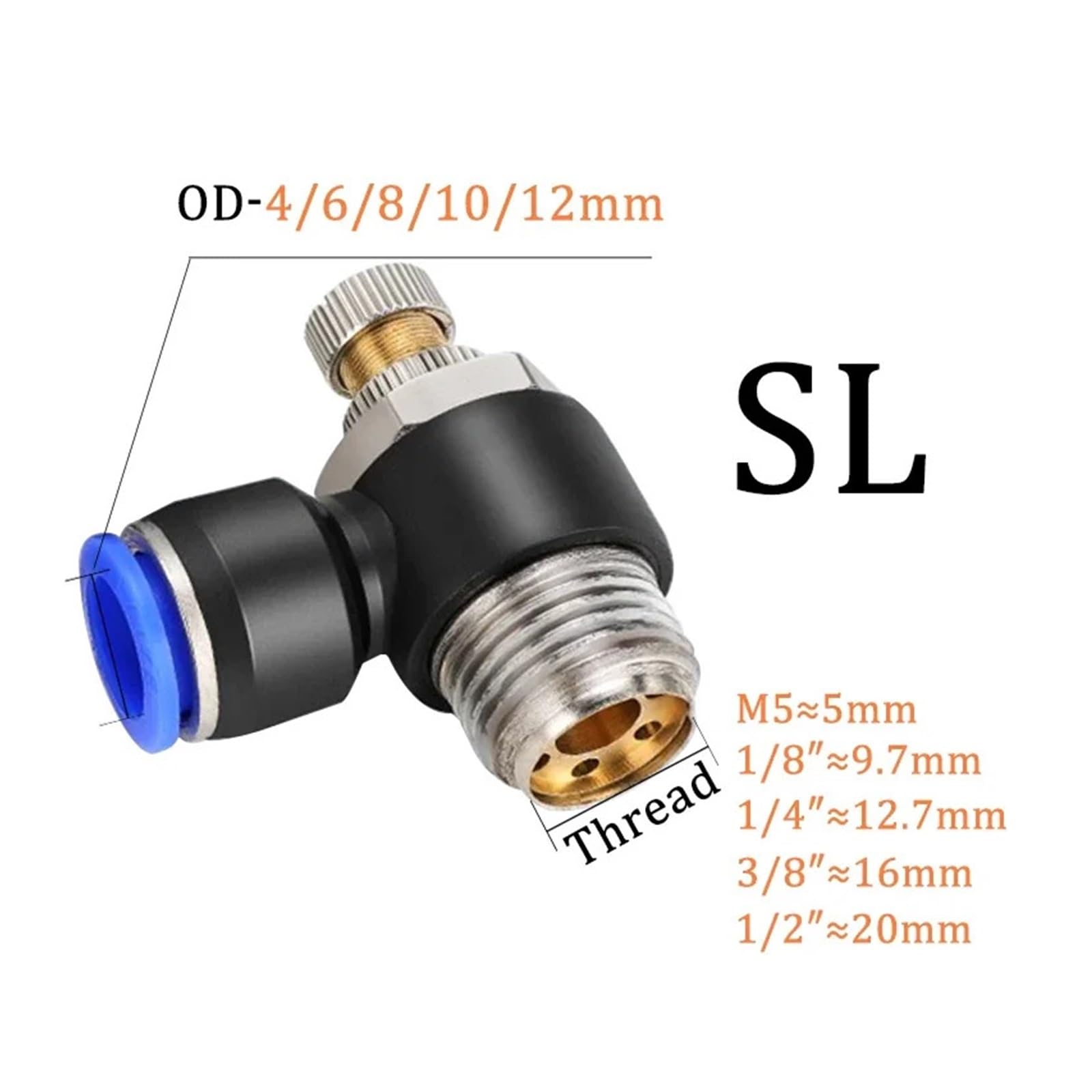 Złącze pneumatyczne Gwint pneumatyczny, 5 sztuk, 4 mm 6mm 8mm, 1/8" 1/4 3/8 1/2, złączki do węży prostych, szybkozłącza (OD10mm-3I8, SL (5 szt.)