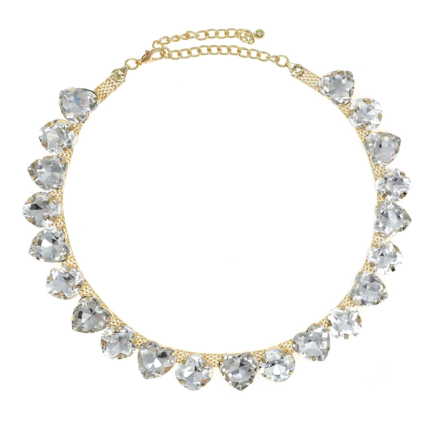 JNF Colar de gargantilha de strass de cristal para mulheres pedras preciosas coloridas corrente de pescoço na moda brilhante peça de declaração colar de babador de strass de…