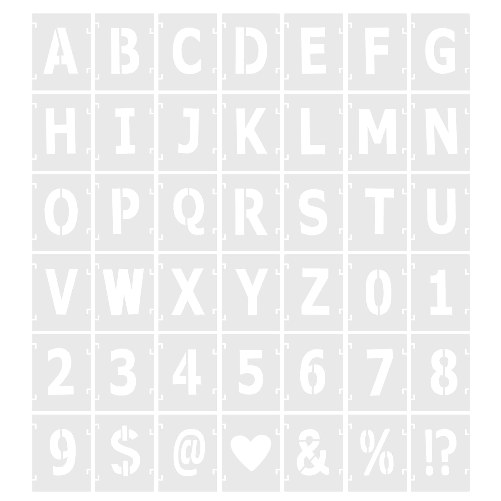 PATIKIL 5 Inch Letter Number Stencils, 42 Pack 5" Width Reusable Plastic Alphabet Numbers Symbol Templates Set for Painting, White