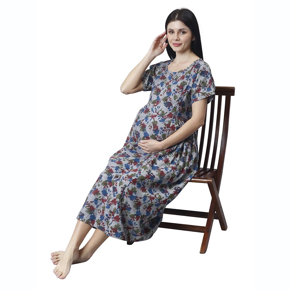 CEE 18 Women's Cotton Rayon A-Line Maternity Feeding Kurti with Zippers (9924_40_Matchless Grey_Large) 3