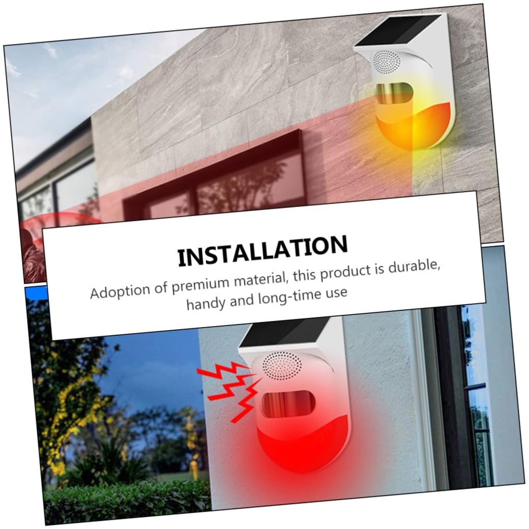 Sensore a Infrarossi Solare per Esterni Allarme Acustico e Luminoso, Dispositivo di Sicurezza per Casa e Giardino, Rilevatore di Movimento Notturno Alta Sensibilità, Suono Forte