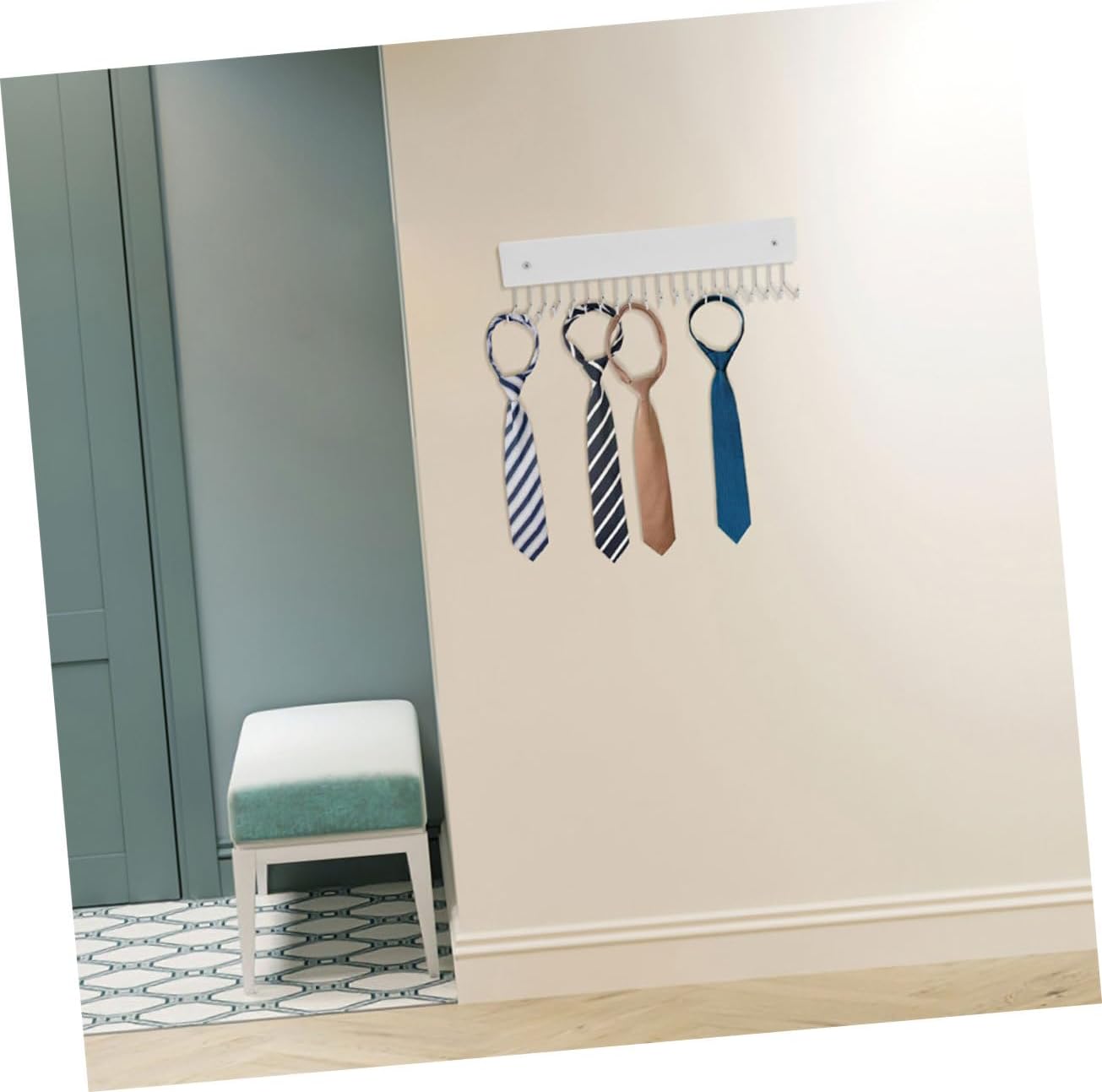 Ipetboom 2PCS Wall Mounted Tie and Belt Organizer Rack 180° Rotating Belt Hanger with Non-Slip Hooks Space Saving Wardrobe Storage Accessories for Closet and Entryway