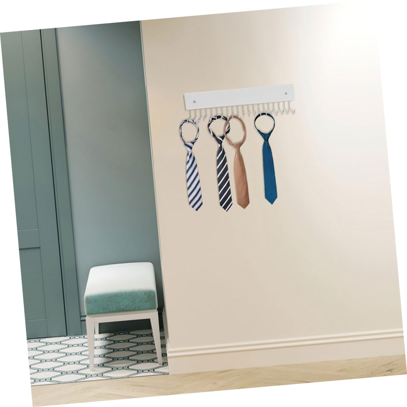 Organizador de Corbatas y Bufandas de Madera y Hierro, Colgador Giratorio 180 Grados, 2 Piezas para Entrada y Apartamentos Pequeños