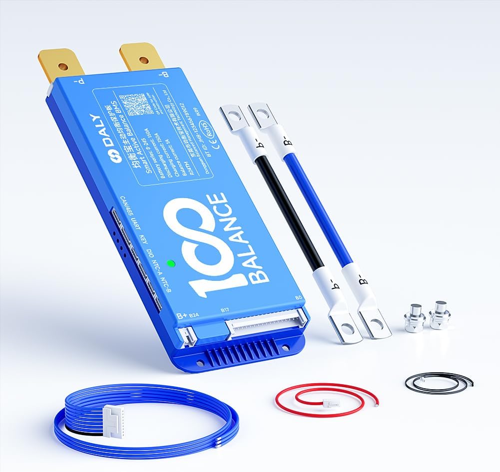 DALY BMS 150Amp Active Balance 1A 8S-17S Build in Bluetooth Cell Balancing Smart PCB Battery Protection Board for Li-ion/LiFePO4/LTO Lithium Battery Pack