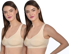 Aimly Women's Cotton Non-Padded Non-Wired Ful Coverage Sports Bra Pack of 2