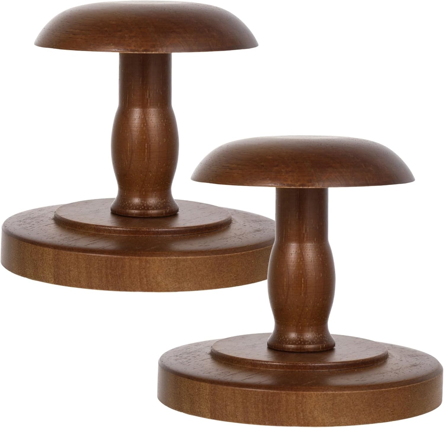 Cowboy Hat Display with 2 Wooden Racks, Vintage Style Hat Stand, Rustic Hat Organizer, Wig Holder, Easy Assembly for Tabletop & Store