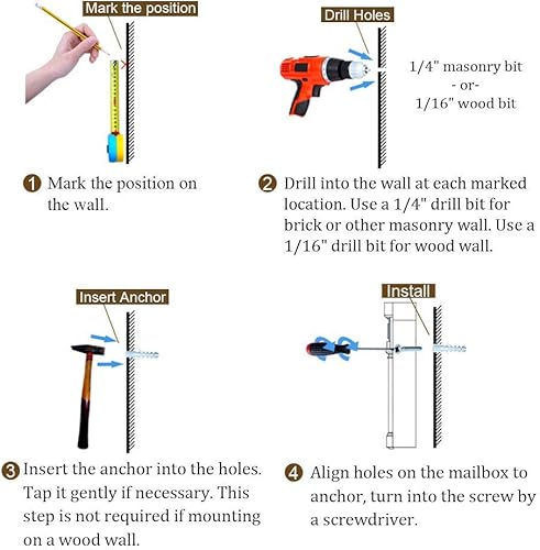 Miniatura 8 de Jssmst Buzón de correo con cerradura vertical montada en la pared, buzón de correo postal vertical de capacidad media, cubierta de acero galvanizado