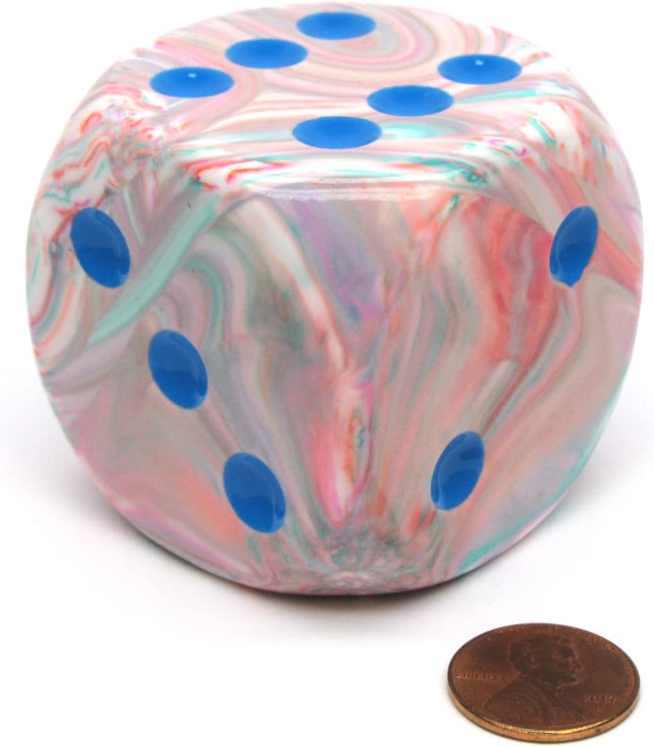 Pop Art Festive Die with Blue Pips D6 50mm (1.97in) Pack of 1 Chessex