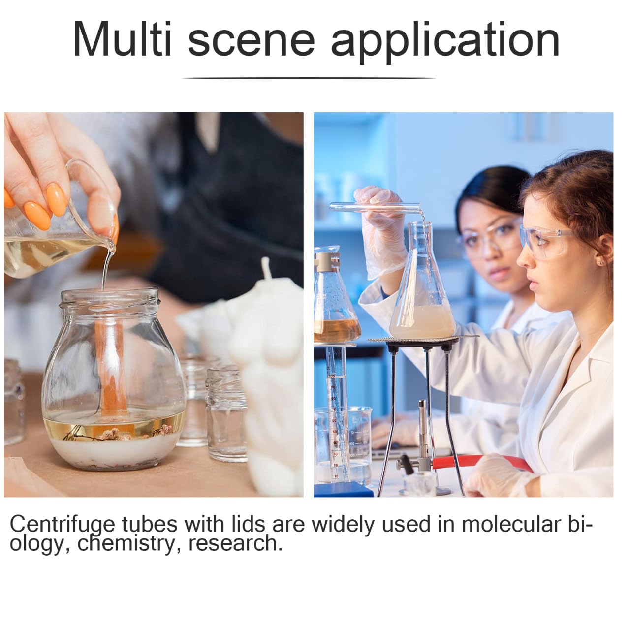 Ciieeo 50 Tubos de Centrífuga de 50Ml con Base Plana y Tapones de Plástico con Rosca, Portátiles y Compactos para Laboratorio Científico