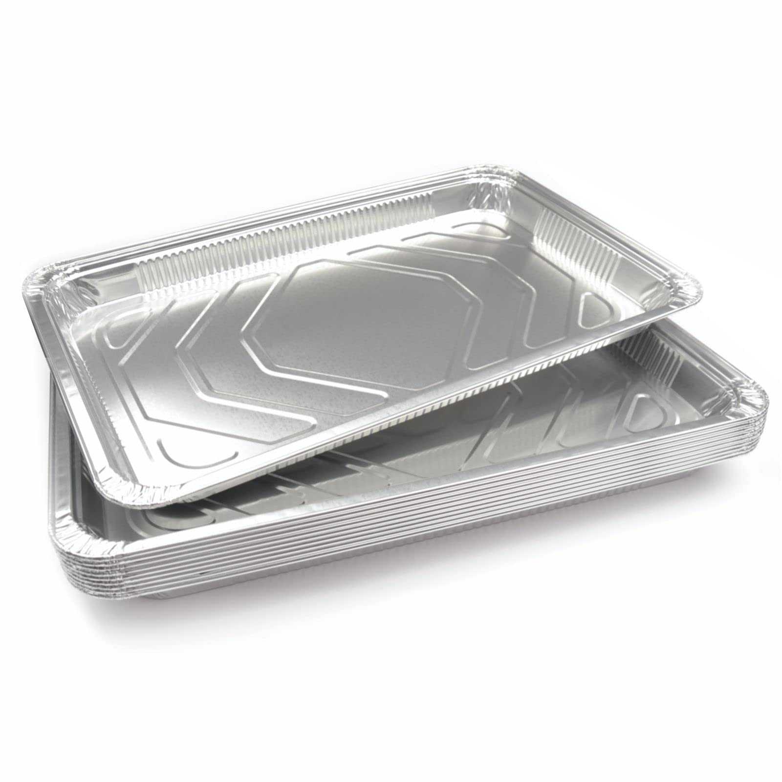Generisch 50 Stück Alu-Schale für 4 kg, extra stark, rechteckig (525×325×36 mm), 4850 ml silber Gastronorm-Behälter Serviergeschirr Aluminium Alu-Servier-Partyplatte Buffetplatten Cateringplatten…