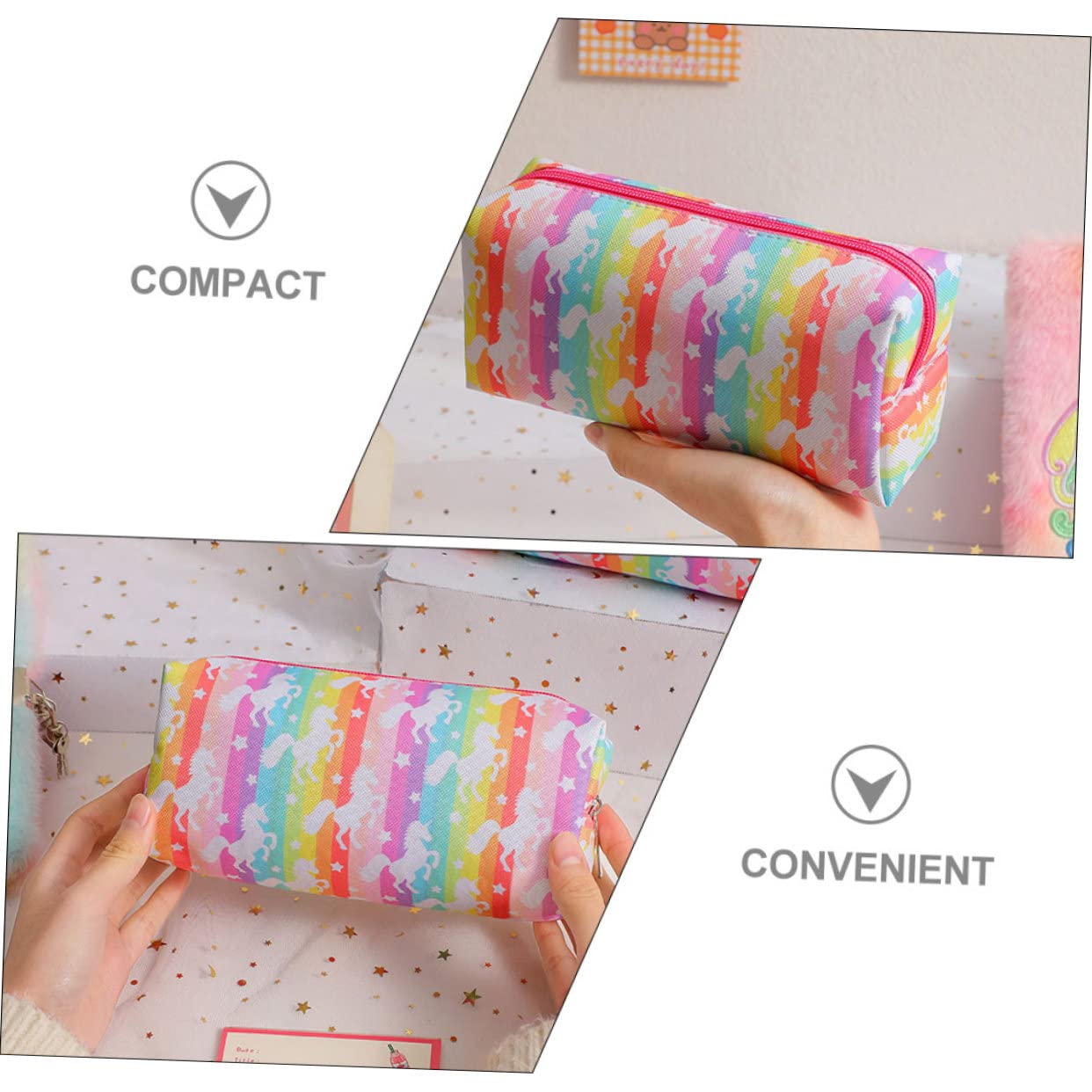 NUOBESTY 3piezas Estuche De Lápices Grande para Diseño De Unicornio Bolsa De Lápices Portátil y Multifuncional Organizador De Útiles Escolares De Brillantes