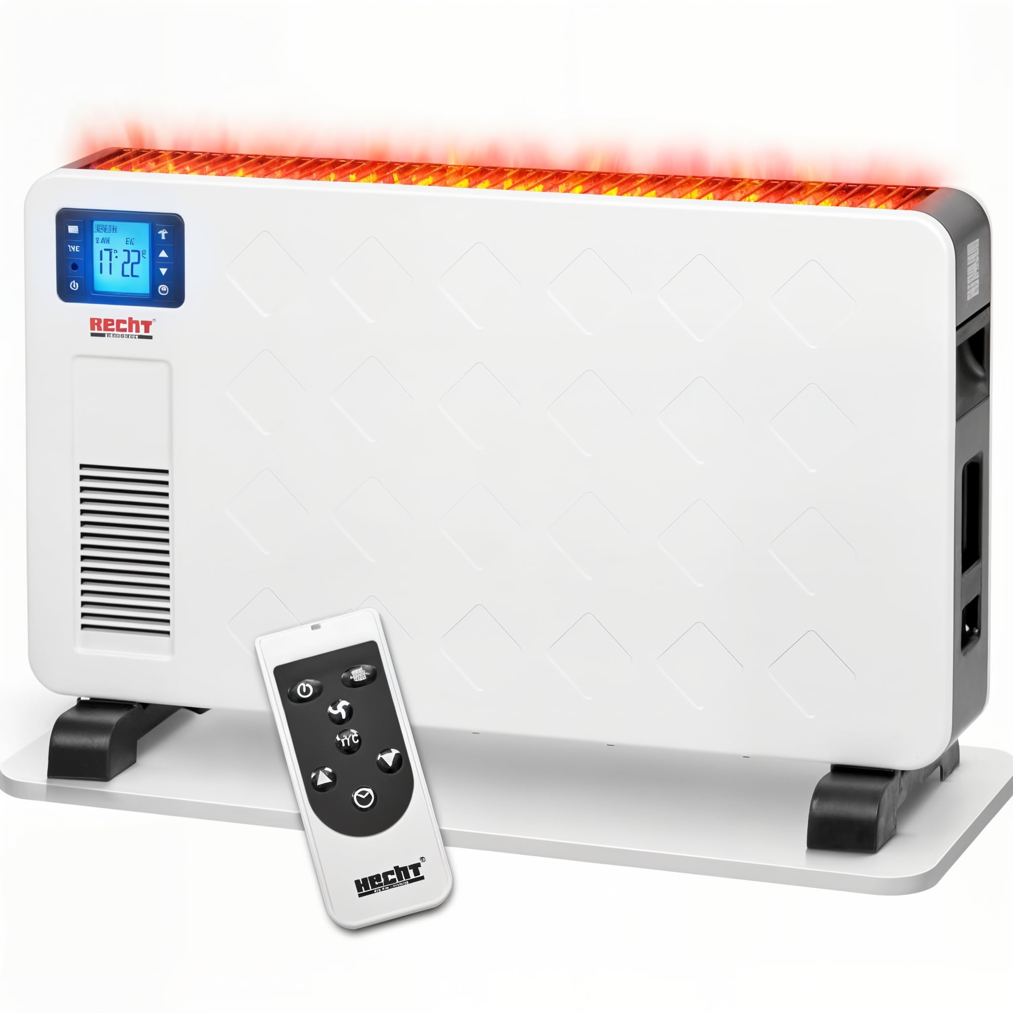 HECHT Elektroheizung – Heizgerät mit 3 Leistungsstufen | Elektro-Heizung mit Fernbedienung und Thermostat – Heizgerät für Räume mit 3 Leistungsstufen
