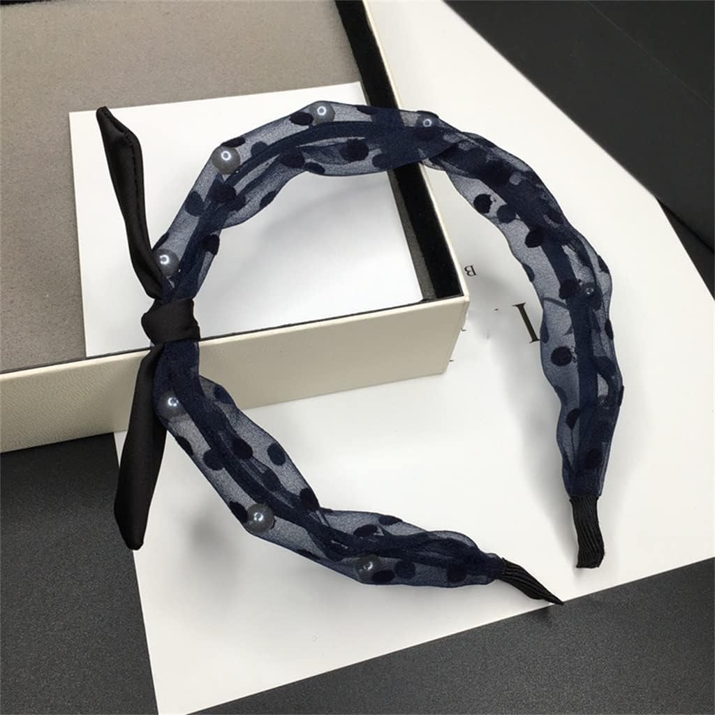 Hairband Bowknot Pearl Beaded Headband Narrow Side Hairpin Going Out with Hair Bundle (Color : E, Size : 1)