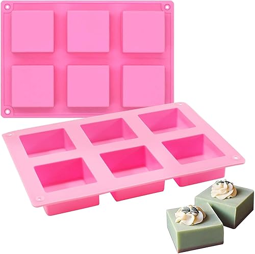 Miniatura 3 de Funshowcase Molde de silicona cuadrado de 6 cavidades para tartas, teacake, chocolate, postres, pastel de queso, pan de maíz, brownie, blanco,