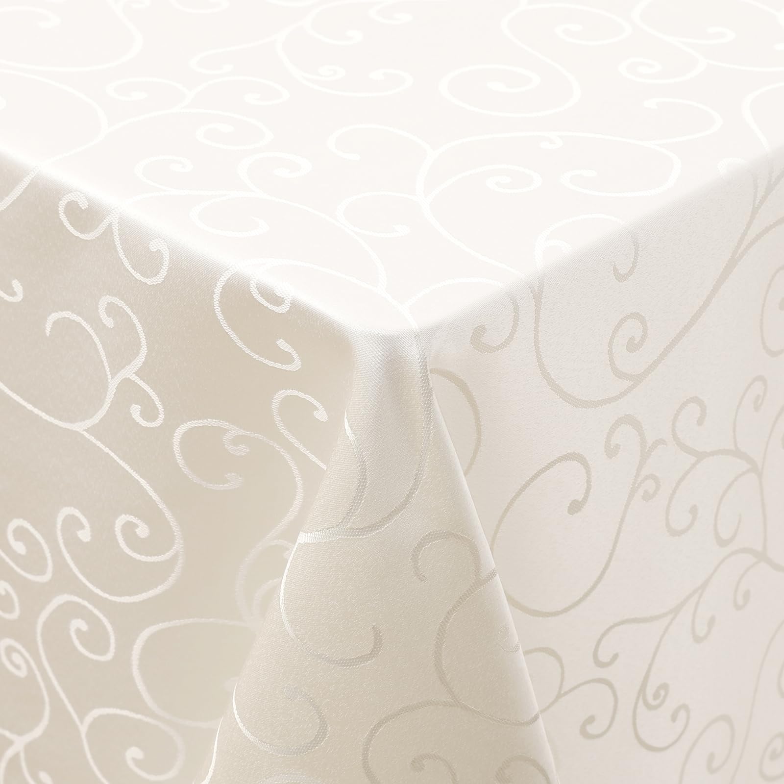 smiry Tafelkleed, afwasbaar, rechthoekig, 140 x 180 cm, damast, tafelkleed, krasbestendig, polyester, onderhoudsvriendelijk, voor keuken, feest, beige