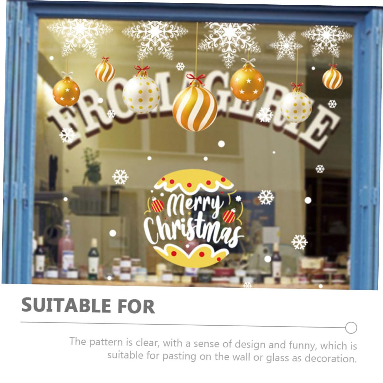 TOPBATHY 4 Blätter Statische Weihnachtsaufkleber winterliche Fensterfolie Urlaub selbstklebender Aufkleber weihnachts party weihnachtskugeln Wohnkultur Golddekor Fensterdekorationen PVC
