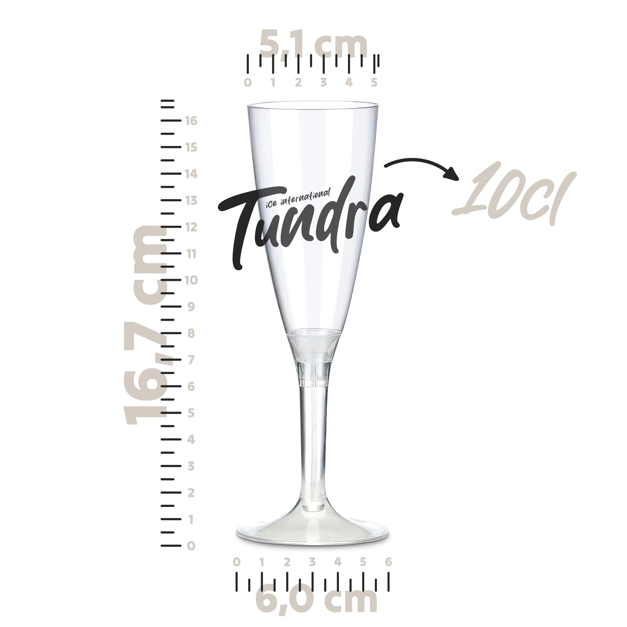TUNDRA - 60 Copas Cava Plastico 100 ml. | USA Y RE-USA | Copas de CHAMPÁN Plastico Duro Reutilizable - Flautas Resistentes, Transparentes y Reciclables - para Bodas, Fiestas, Navidad, Nochevieja