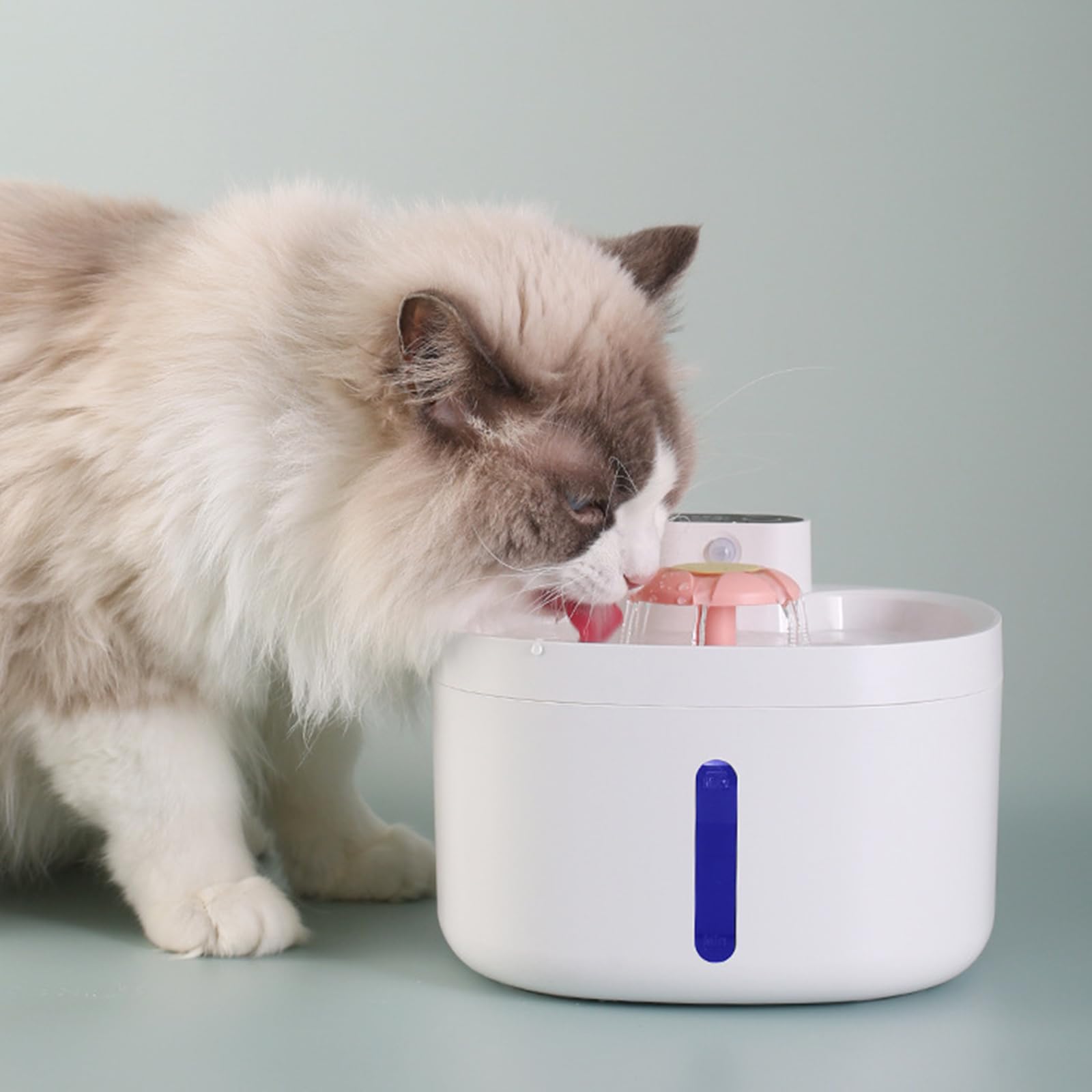 Fuente de agua para mascotas para gatos de interior, dispensador de agua de detección con juego de cartuchos, tubo y cuenco compacto de ABS para el hogar, fuente automática para mascotas, dispensador