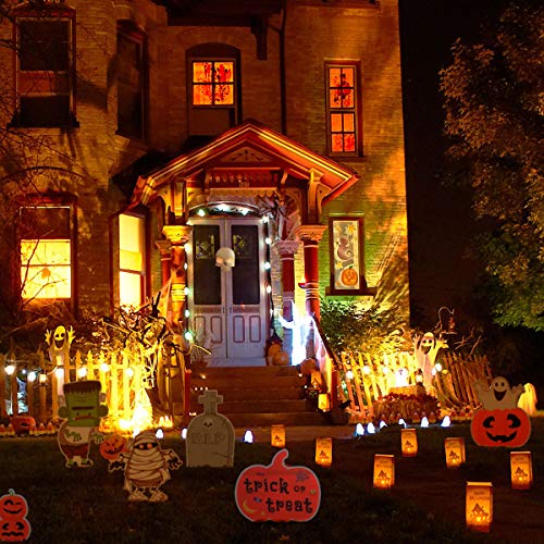 FUNNISM 6 Pack Halloween Decorations Yard Sign with Stake,Family-friendly Halloween Trick or Treat Party Decoration Prop,Halloween Pumpkin/Ghost/Monster Lawn,Sidewalk,Garden,Porch,Yard Sign Decoration