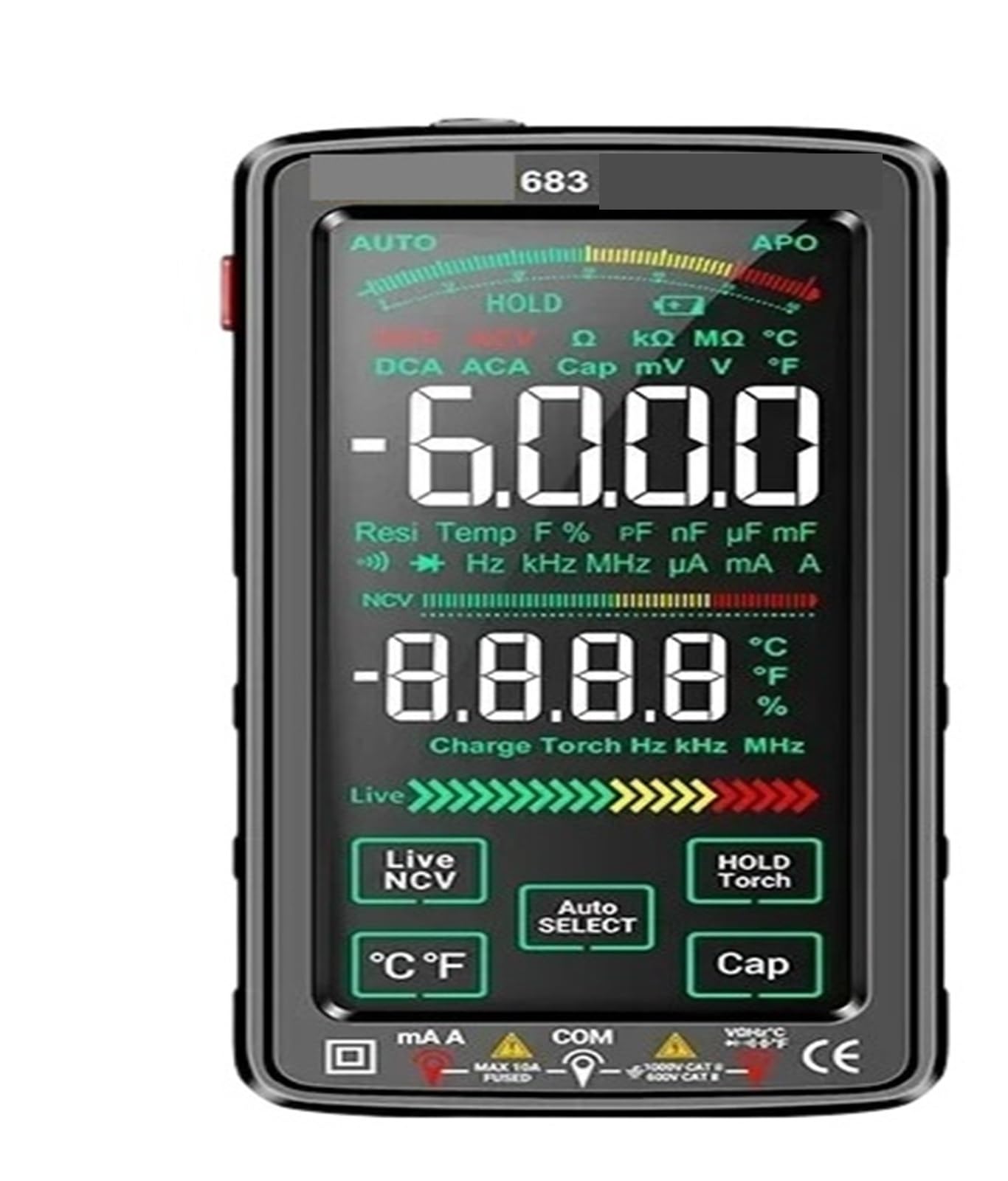 Testeur multimètre 683 tactile et rechargeable - Mesure de tension et courant AC/DC 6000 points - 2