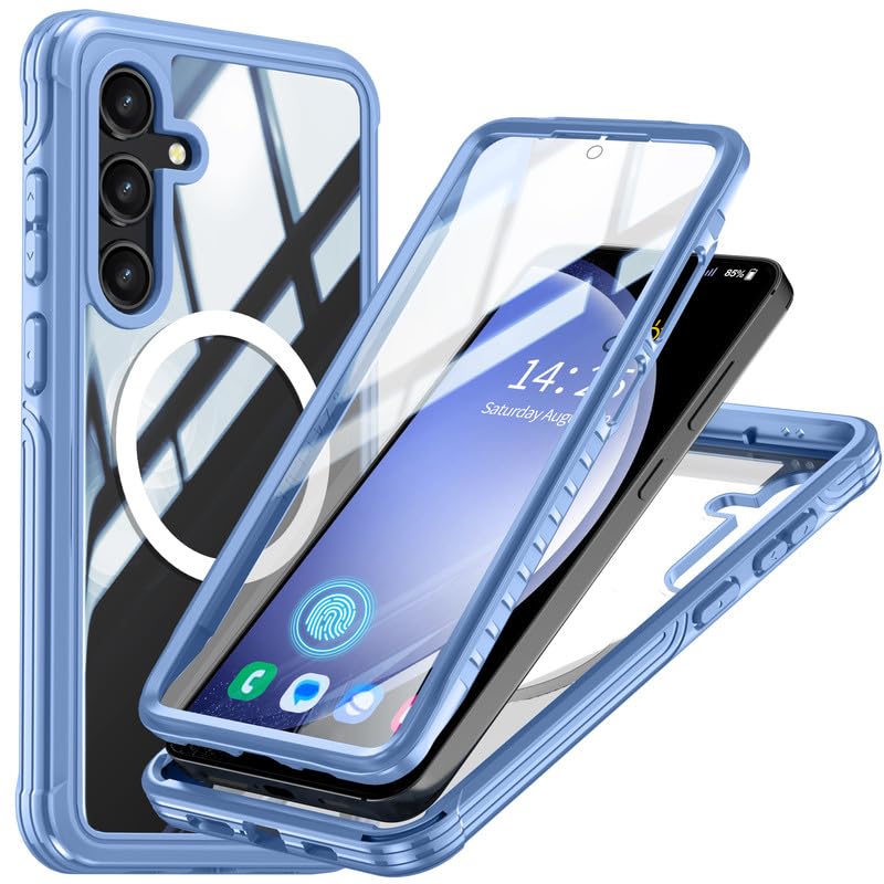 Image of LuxuryKase Shockproof Front & Back Cover for Samsung Galaxy S24 Plus with Full Body Protection | Strong Grip | Camera & Screen Guard | Wireless Charging Support | Durable TPU+PC Design - Blue