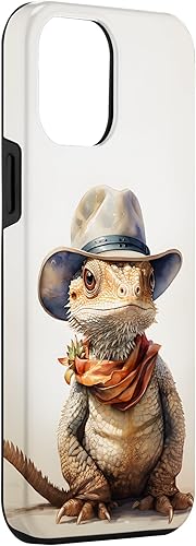 Miniatura 3 de iPhone 12 Pro Max lindo dragón barbudo Beardie con una funda de sombrero de vaquero