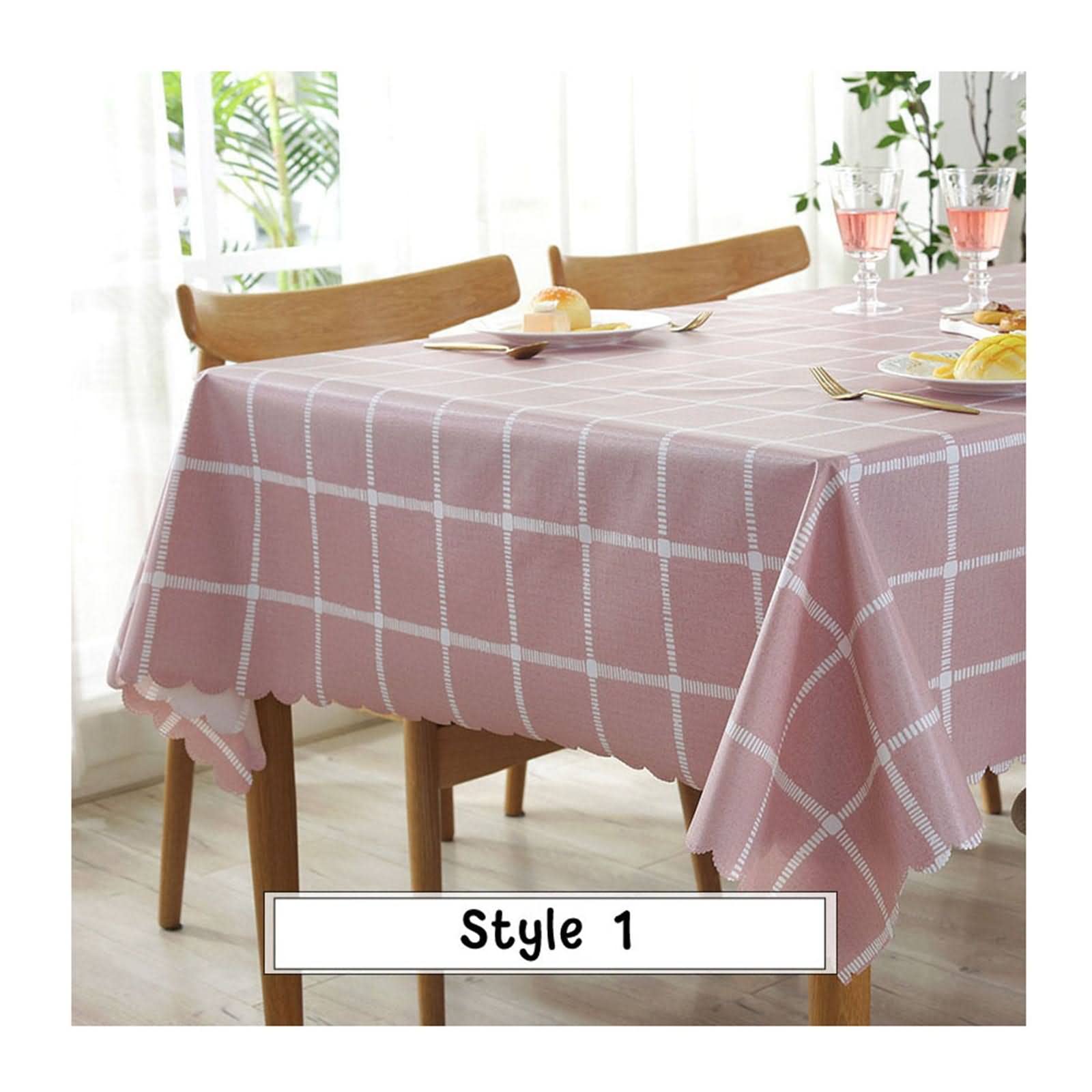 Mantel moderno con estampado geométrico para mesa de comedor de cocina, mantel impermeable de PVC con servilletas de tela, decoración y protección de mesa marrón, 119 x 160 cm
