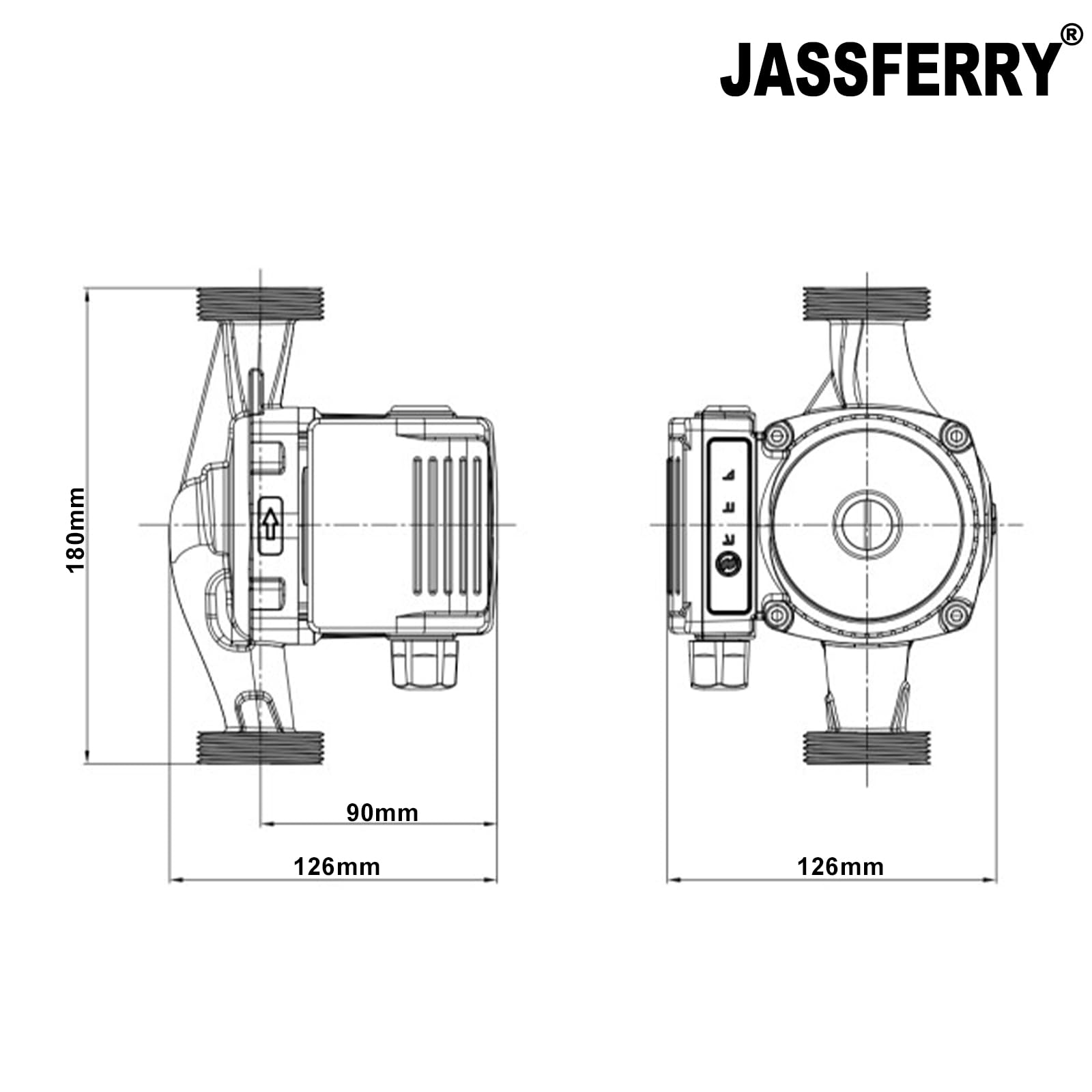 JASSFERRY Pompe de Circulation, pompe à eau chaude système de chauffage central 25/60 180