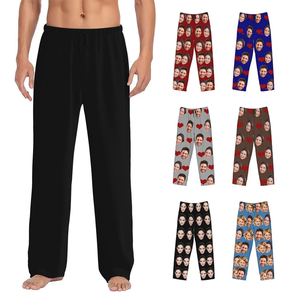 Custom Men Pajama with Face, Customized Men's Pajama Pants with Wife's Husband's Pet's Kid's Face-image-29