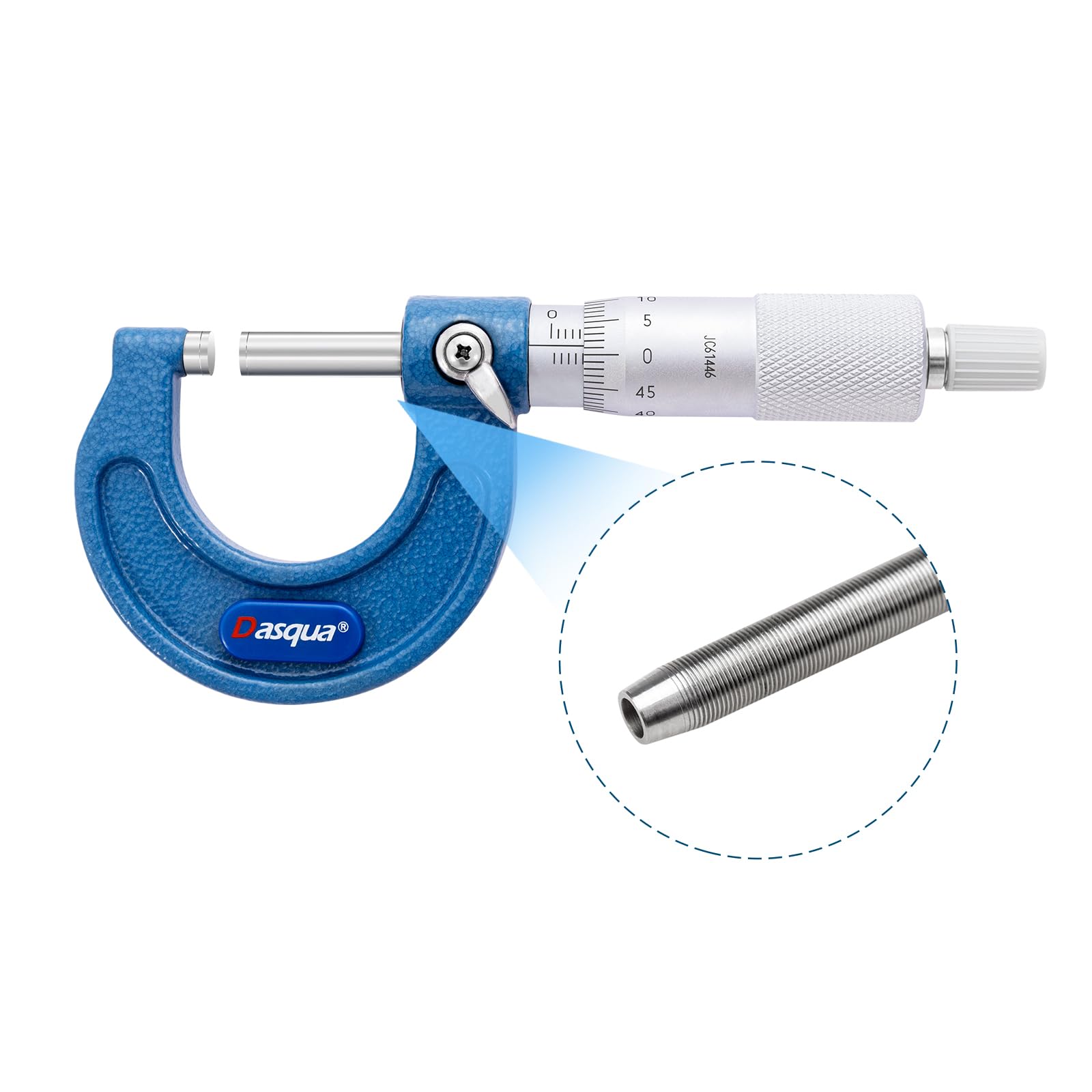 Dasqua Micromètre extérieur | DIN863 - Micromètre à vis 0-25 mm | Haute précision 0,004 mm | Micromètre avec mandrin en acier inoxydable et surfaces de mesure en carbure | Gravure laser