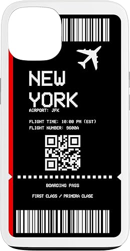 Miniatura 1 de iPhone 13 NYC New York Boarding Pass Air Flight Ticket Funda para teléfono