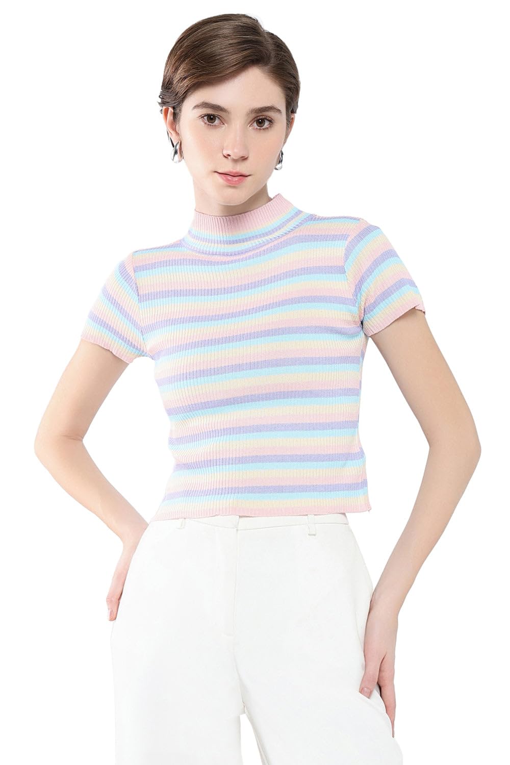 Women's Slim Fit Top (OC-498015_Blue