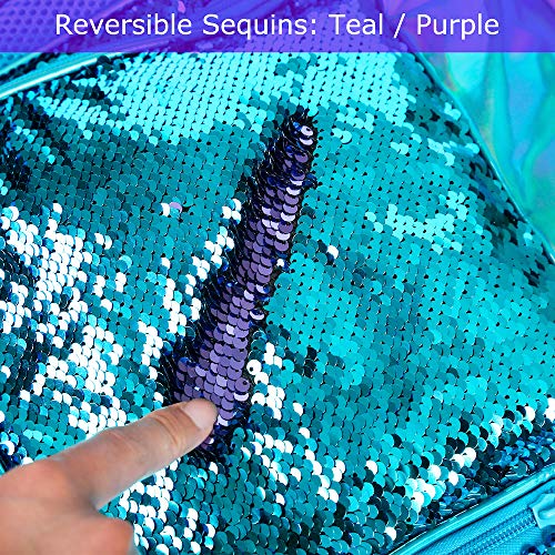 Holographic Kids Backpack Mermaid Sequin School Backpack For Little Girls Elementary Princess Glitter Bookbags(Teal) #TOP5