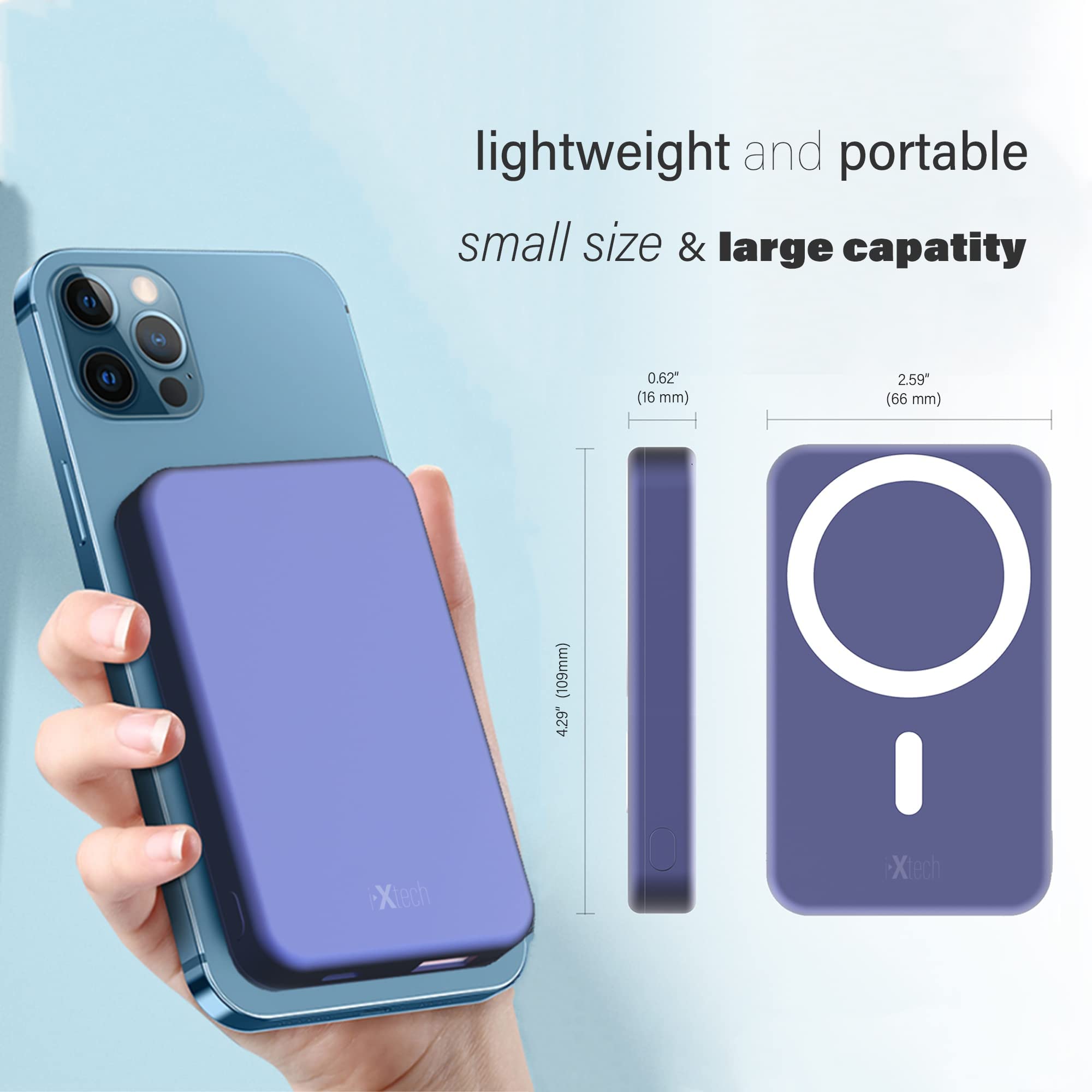 Amazon.com: IXTECH Portable Power Bank 10000mAh Magnetic