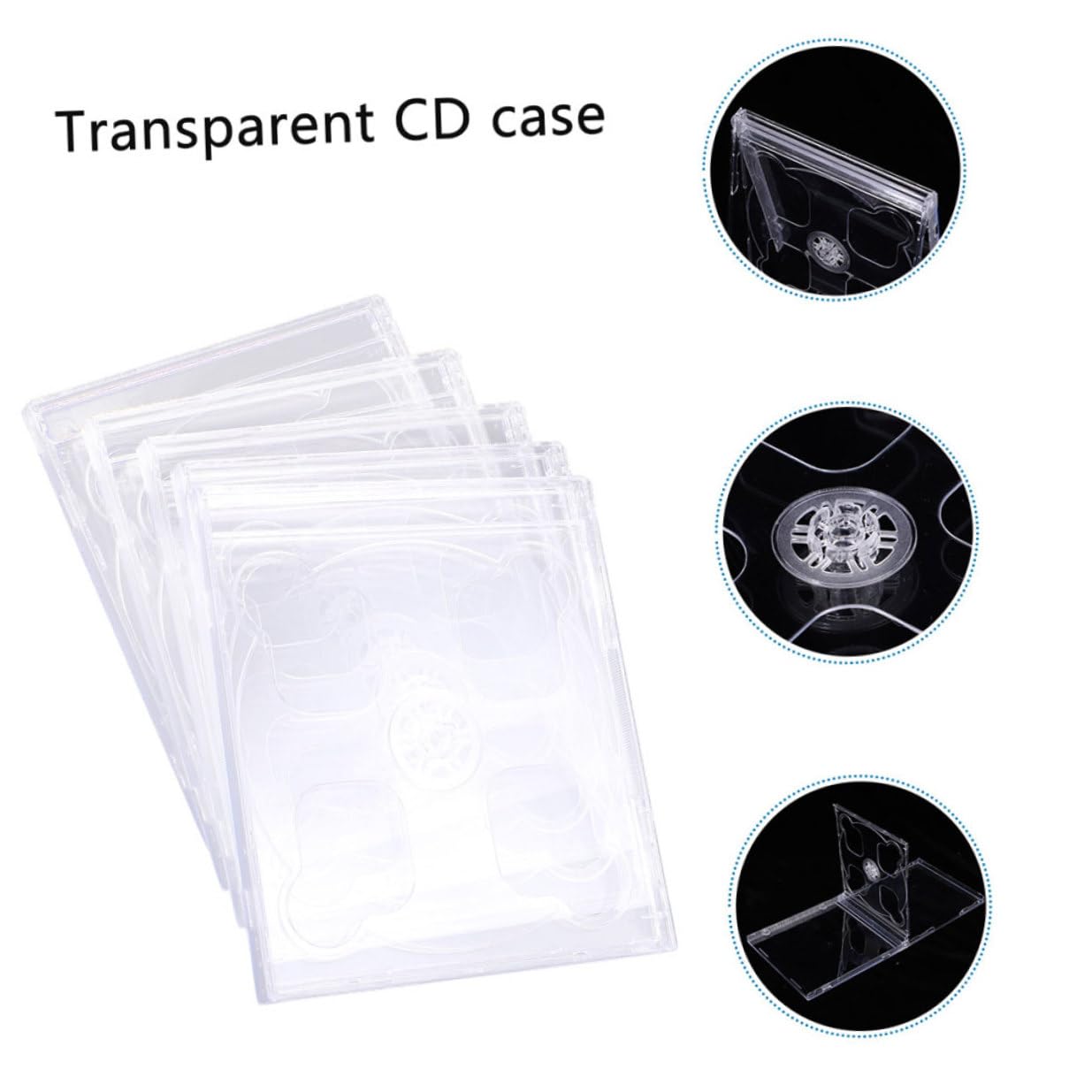 5 pièces Lot de Boîtiers CD Doubles Transparents avec Plateau Clair Assemblé Étui Standard Résistant pour Rangement Sécurisé de Disques CD et Dvd