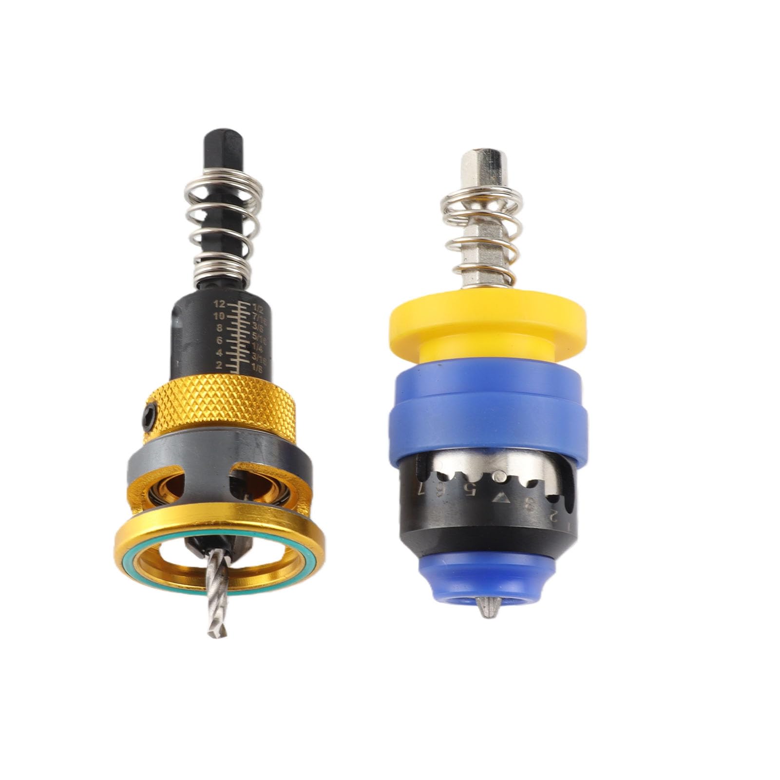 Juego de brocas avellanadoras, para madera con tope de profundidad ajustable de 3,2 a 4,8 mm, juego de brocas cónicas para carpintería, aleación de aluminio, amarillo