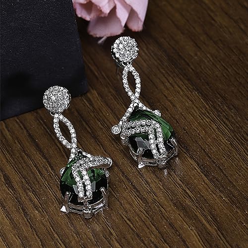 Rhodium-Plated American Diamond Drop Earrings