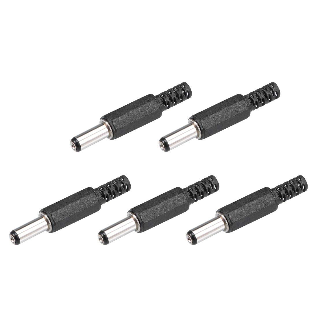5 Connettori DC Maschio-Maschio Uxcell 5,5mm X 2,5mm – Cavo Alimentazione Nero - Foto 2