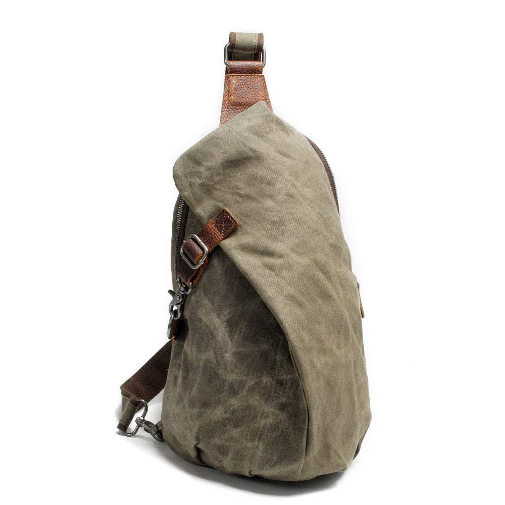MASII Borsa A Tracolla In Tela Da Uomo Impermeabile Zaino In Tessuto Batik Borsa A Tracolla Retrò In Tela Da Uomo Zaino Casual,Armygreen