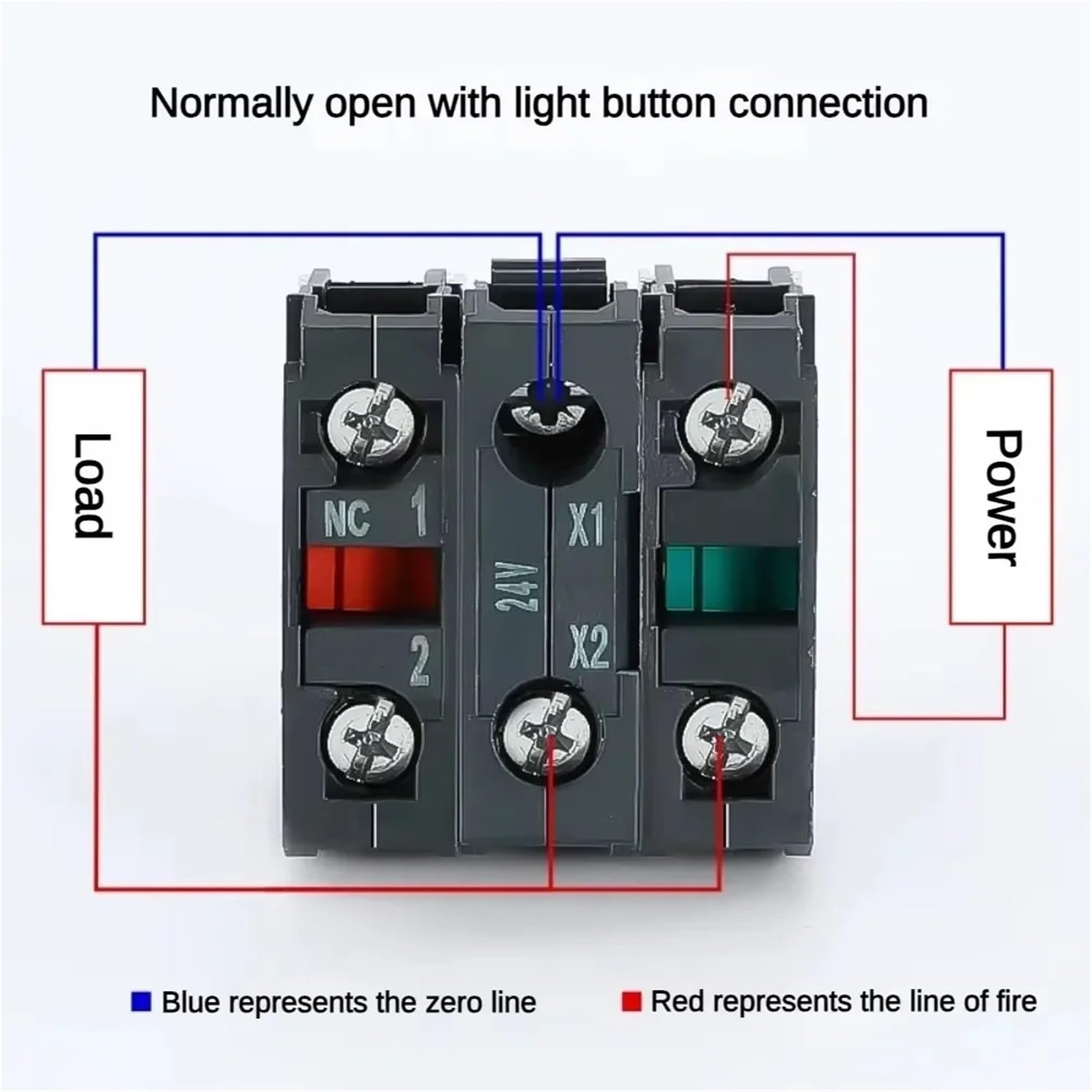 XB4 przełącznik dwuprzyciskowy ze światłem 22 mm, wyłącznik awaryjny, samoczynny przełącznik przyciskowy, 10 A (podwójny z LED A, 1NC, 24 V)