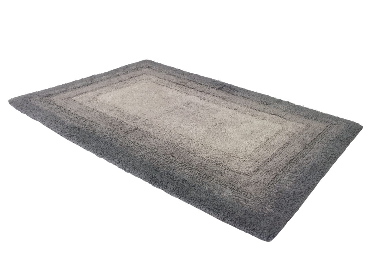 BIANCHERIAWEB Tappeto Bagno Rettangolare in Spugna Morbida Antiscivolo Degradè Carbone 55x110 Carbone