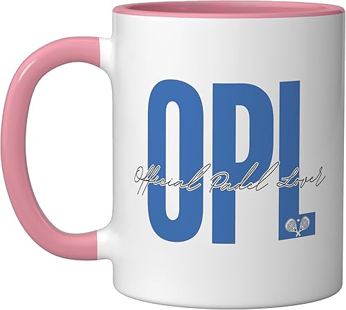 OPL Official Padel Lover Ceramic Mug, Pink/White Pink/White,Blue/White,Orange/White,Yellow/White,https://www.amazon.com/dp/undefined