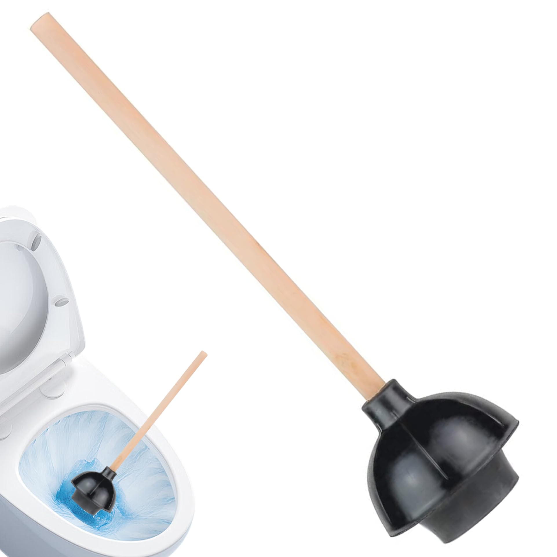 Azidweryq Black Toilet Plunger 5.5'' Rubber Double Thrust Force Cup Toilet Plunger Heavy Duty With 18'' Handle Plungers For Bathroom Kitchen Sinks Toilets Clog Remover
