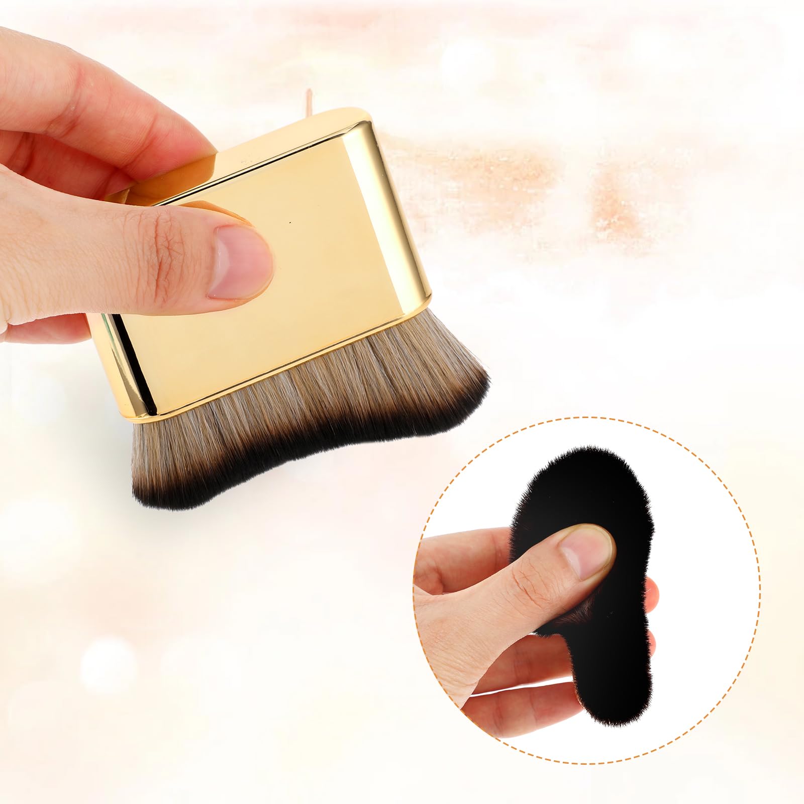Self Tan Brush Soft Body Makeup Brush Portable Self Tanning Brushs Self Tanner Face Brushs for Body & Leg Makeup(Gold) - Image 3