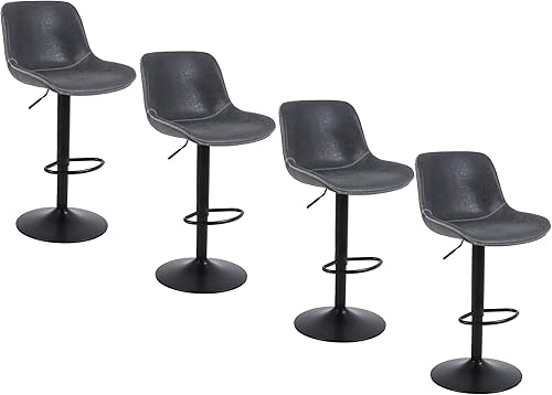 Miniatura 12 de Juego de 2 taburetes de bar, taburetes giratorios de altura de mostrador con respaldo, sillas de bar modernas ajustables, taburete alto sin brazos