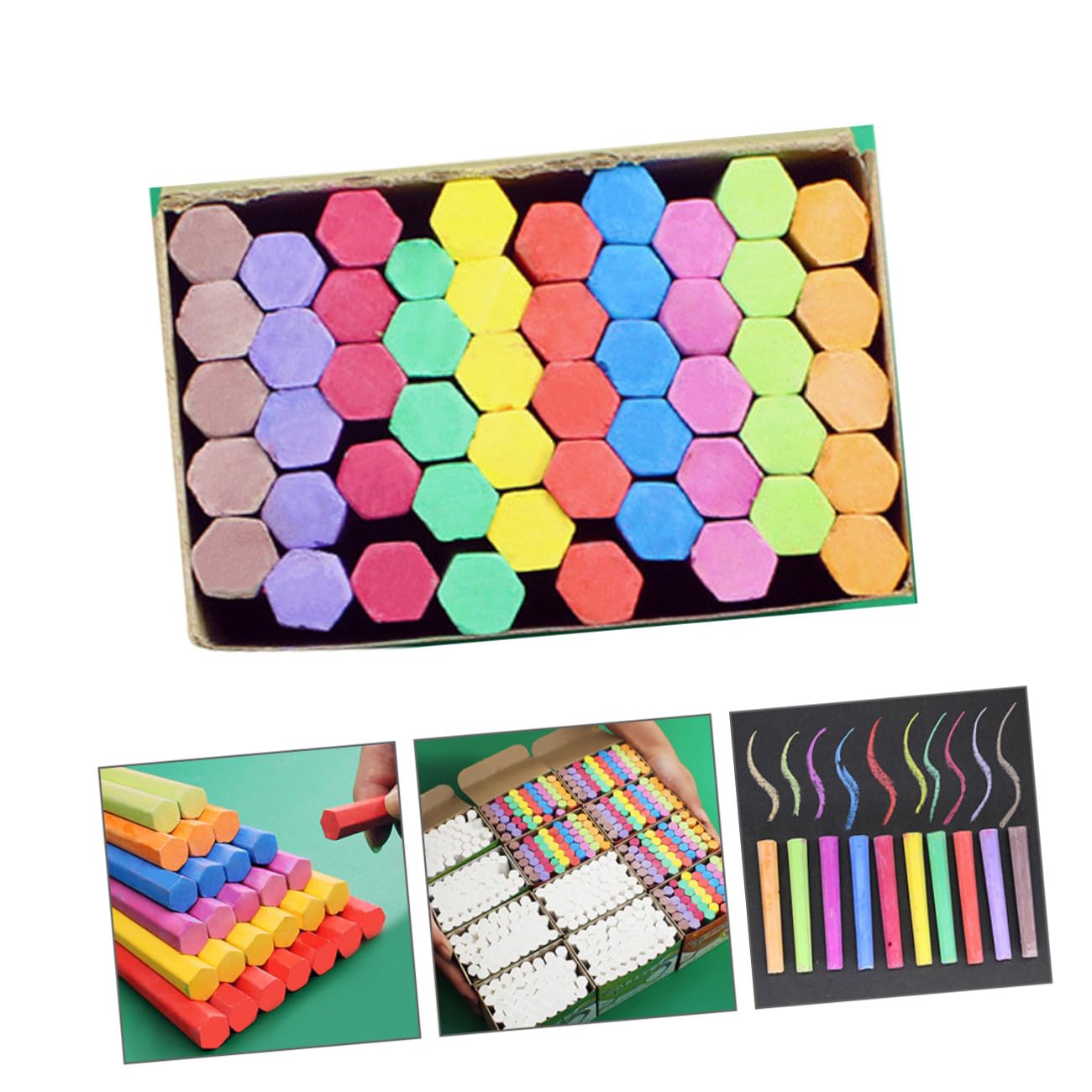 DOITOOL 2 Set Gessetti Colorati Polvere Esagonale Per Lavagna Scuola Casa Leggeri E Resistenti Per Insegnamento E 3 Scatole*2