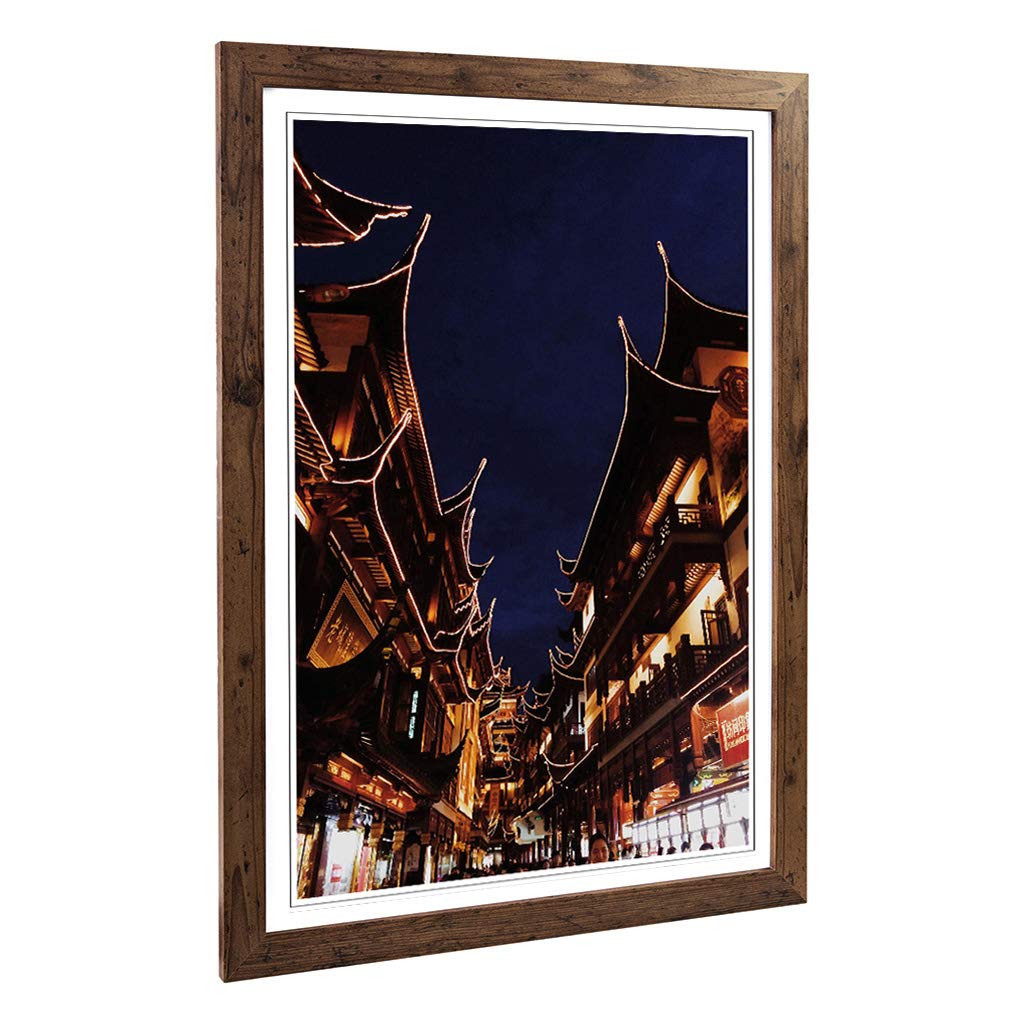 Big Box Art Framed Print of Architecture Shanghai China (3) Design | Wall Art Picture | Home Decor for Kitchen, Living Room, Bedroom, Hallway, Walnut, A2 / 24.5x18 Inch / 62x45cm