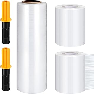 4000 Ft Stretch Film/Wrap Roll 4.7" and 16.5" Shrink Wrap with Handles Plastic Wrap for Moving Clear Cling Wrap Heavy Duty Stretch Film for Packing Wrapping Furniture Industrial Pallet Supplies